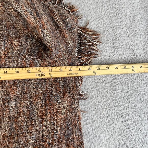 Wool Blend Open Front Fringe Sweater Womens P Brown Beige Knit Boho Intermix - Picture 13 of 13